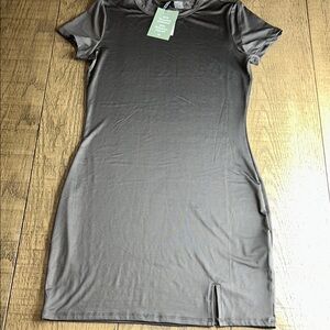 Divided Gray Bodycon Maxi Dress Crew Neck Raglan